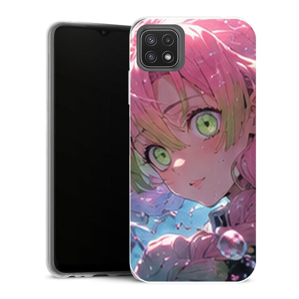 Coque Samsung Galaxy A22 5G Demon Slayer Mitsuri Kanroji Regard Bulles Rose - MaCoquePerso