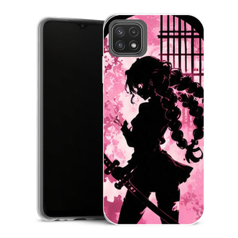 Coque Samsung Galaxy A22 5G Demon Slayer Mitsuri Kanroji Silhouette Lune Rose - MaCoquePerso