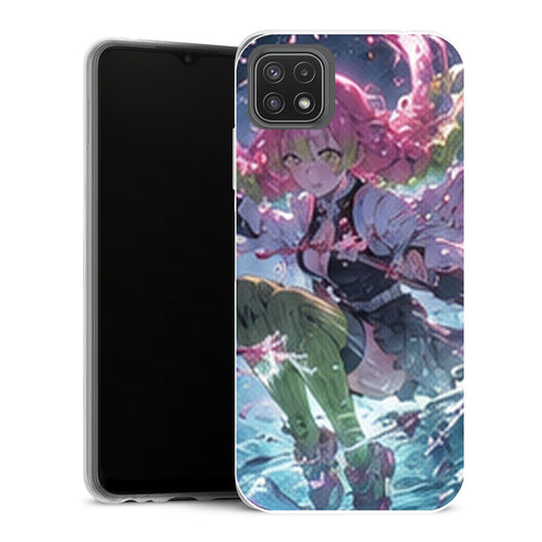 Coque Samsung Galaxy A22 5G Demon Slayer Mitsuri Kanroji Vague Eau Rose - MaCoquePerso