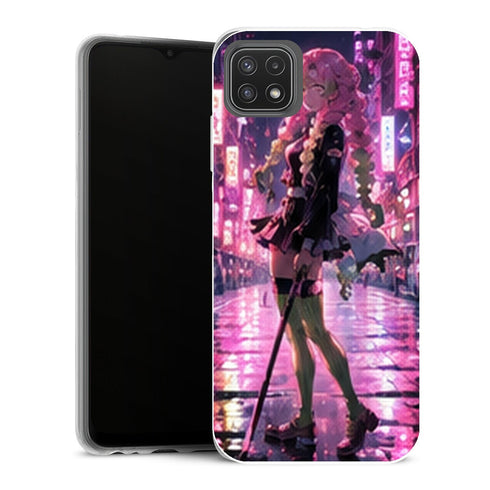 Coque Samsung Galaxy A22 5G Demon Slayer Mitsuri Kanroji Ville Neon Rose - MaCoquePerso
