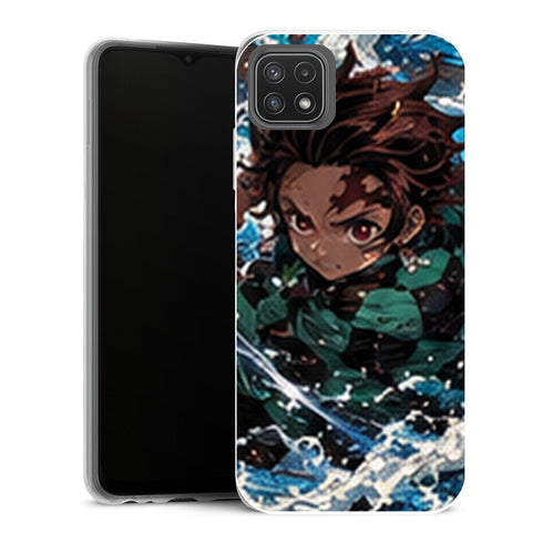 Coque Samsung Galaxy A22 5G Demon Slayer Tanjiro Kamado Attaque Eau Face - MaCoquePerso