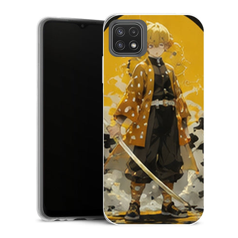 Coque Samsung Galaxy A22 5G Demon Slayer Zenitsu Agatsuma Cercle Jaune Katana - MaCoquePerso