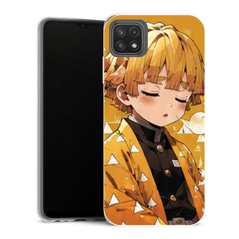 Coque Samsung Galaxy A22 5G Demon Slayer Zenitsu Agatsuma Chibi Sommeil - MaCoquePerso