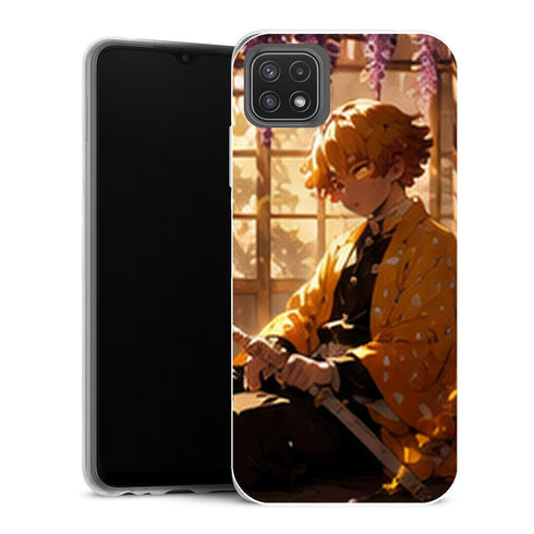 Coque Samsung Galaxy A22 5G Demon Slayer Zenitsu Agatsuma Interieur Lumiere - MaCoquePerso