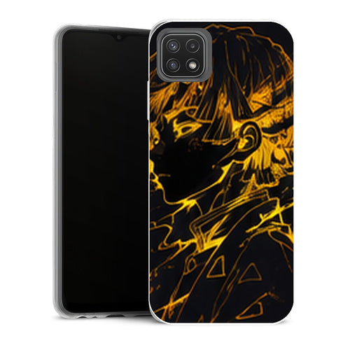Coque Samsung Galaxy A22 5G Demon Slayer Zenitsu Agatsuma Line Art Dore - MaCoquePerso