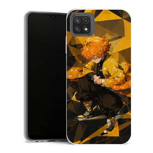 Coque Samsung Galaxy A22 5G Demon Slayer Zenitsu Agatsuma Origami Jaune Noir - MaCoquePerso