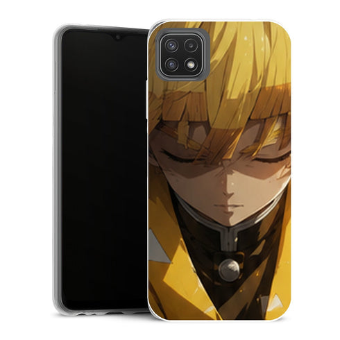 Coque Samsung Galaxy A22 5G Demon Slayer Zenitsu Agatsuma Portrait Calme Frange - MaCoquePerso