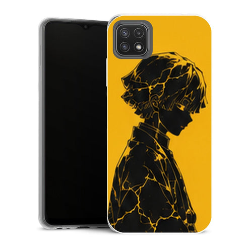 Coque Samsung Galaxy A22 5G Demon Slayer Zenitsu Agatsuma Profil Jaune Noir - MaCoquePerso