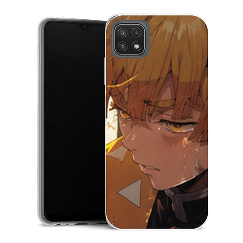 Coque Samsung Galaxy A22 5G Demon Slayer Zenitsu Agatsuma Profil Sombre Larme - MaCoquePerso