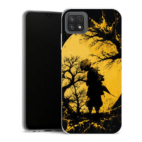 Coque Samsung Galaxy A22 5G Demon Slayer Zenitsu Agatsuma Silhouette Lune Arbres - MaCoquePerso