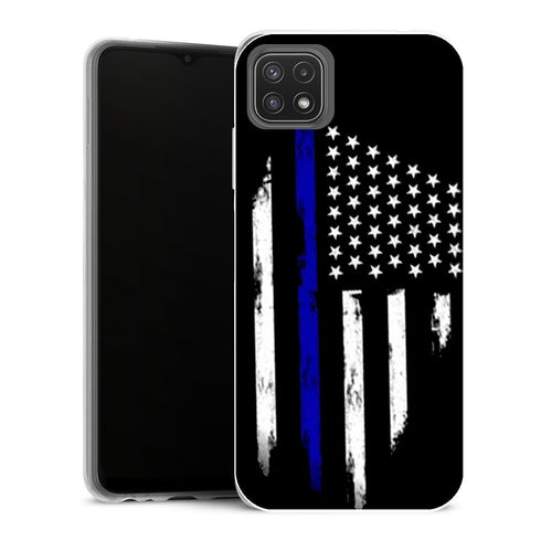 Coque Samsung Galaxy A22 5G Drapeaux Drapeau de la ligne bleue - MaCoquePerso