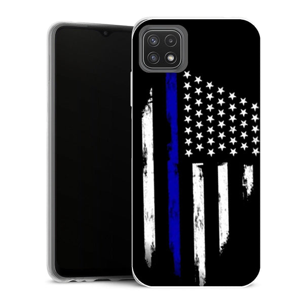 Coque Samsung Galaxy A22 5G Drapeaux Drapeau de la ligne bleue - MaCoquePerso