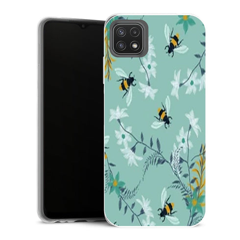Coque Samsung Galaxy A22 5G Fleurs Abeilles et fleurs sauvages à la menthe 1042442026 - MaCoquePerso
