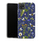Coque Samsung Galaxy A22 5G Fleurs Abeilles et fleurs sauvages sur bleu foncé - MaCoquePerso