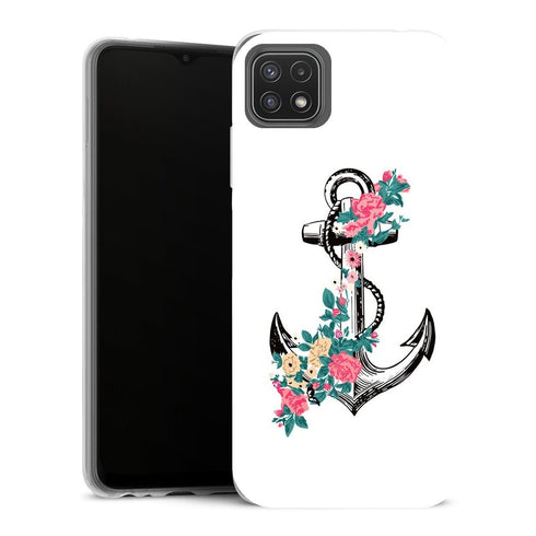 Coque Samsung Galaxy A22 5G Fleurs Ancre Florale Rose - MaCoquePerso