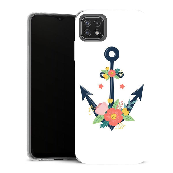 Coque Samsung Galaxy A22 5G Fleurs Ancre Nautique & Fleurs Mignonnes - MaCoquePerso