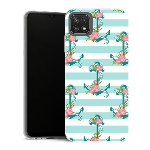 Coque Samsung Galaxy A22 5G Fleurs Ancres et fleurs - MaCoquePerso