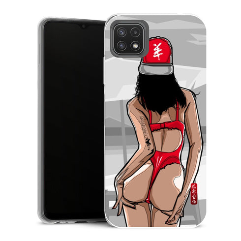 Coque Samsung Galaxy A22 5G Fleurs beach girl sunset - MaCoquePerso