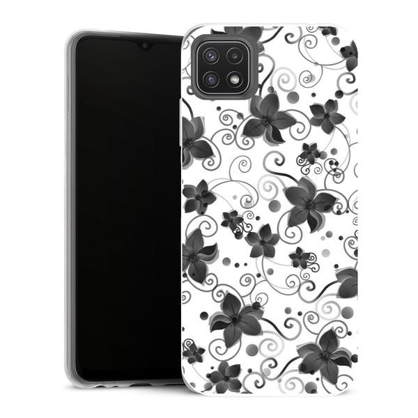 Coque Samsung Galaxy A22 5G Fleurs black flower - MaCoquePerso