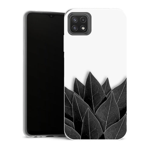 Coque Samsung Galaxy A22 5G Fleurs black leaves - MaCoquePerso