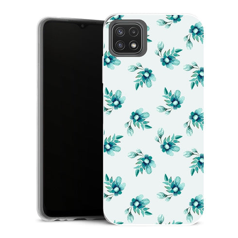 Coque Samsung Galaxy A22 5G Fleurs blue flowers - MaCoquePerso