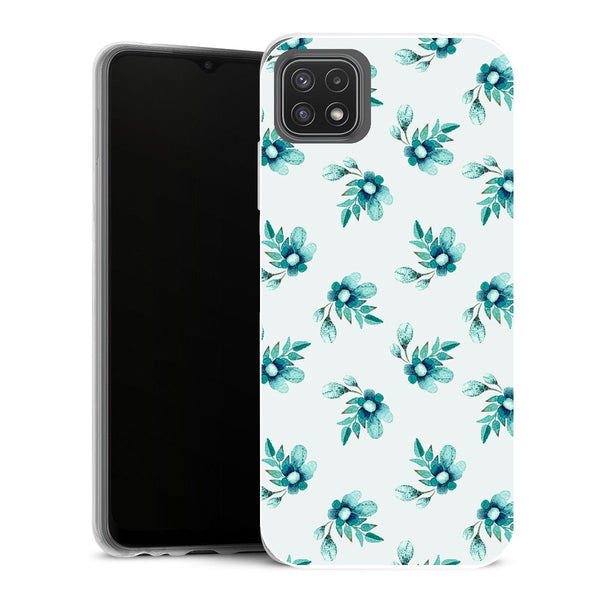 Coque Samsung Galaxy A22 5G Fleurs blue flowers - MaCoquePerso