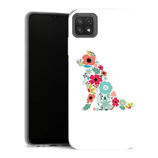 Coque Samsung Galaxy A22 5G Fleurs Border Collie Floral - MaCoquePerso