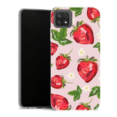 Coque Samsung Galaxy A22 5G Fleurs Botanique aux fraises - MaCoquePerso