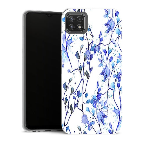 Coque Samsung Galaxy A22 5G Fleurs Branches bleues - MaCoquePerso