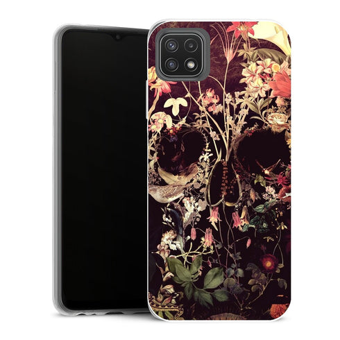 Coque Samsung Galaxy A22 5G Fleurs Crâne de fleur - MaCoquePerso