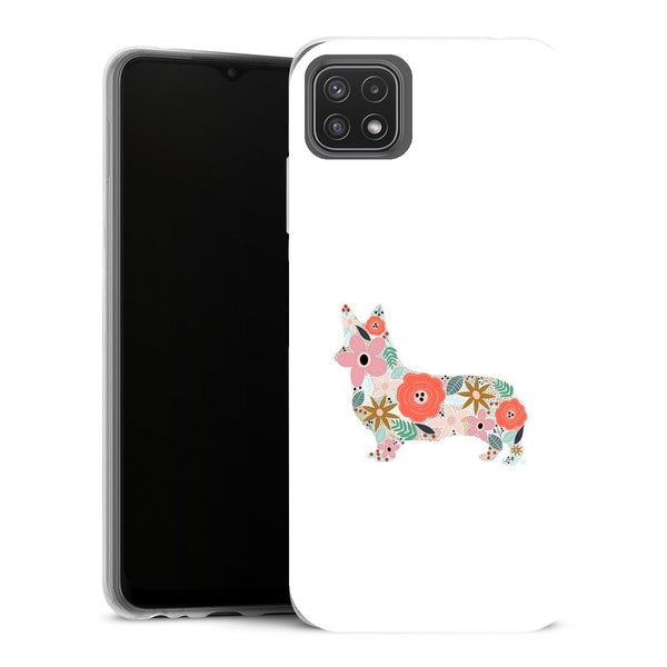 Coque Samsung Galaxy A22 5G Fleurs Floral Corgi - MaCoquePerso