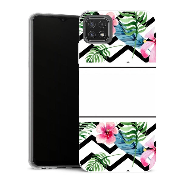 Coque Samsung Galaxy A22 5G Fleurs initial chevron flower name - MaCoquePerso