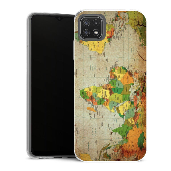 Coque Samsung Galaxy A22 5G Fleurs mappemonde - MaCoquePerso