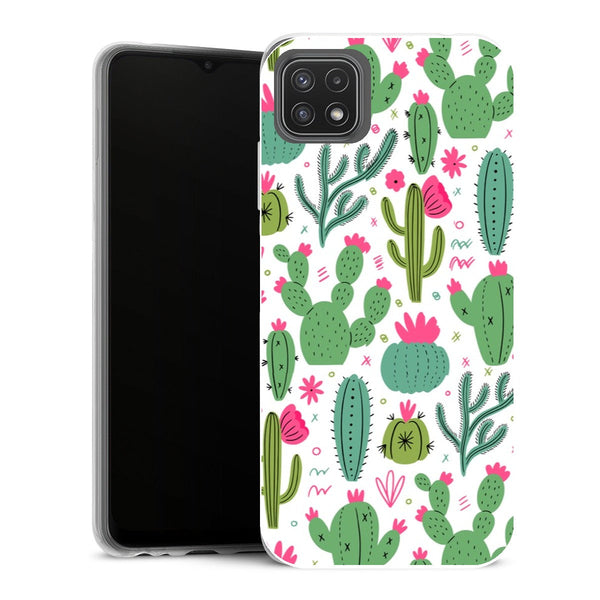 Coque Samsung Galaxy A22 5G Fleurs minimalist pattern with cactus plants - MaCoquePerso