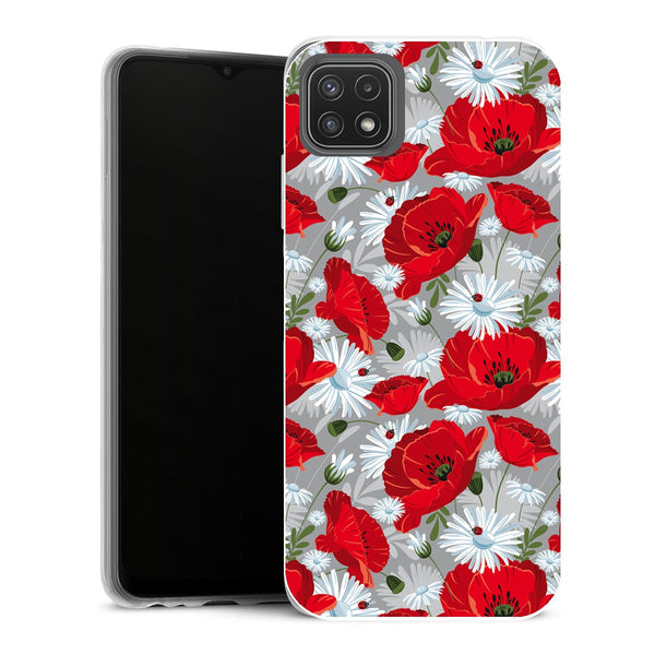 Coque Samsung Galaxy A22 5G Fleurs Motif de fleur rouge - MaCoquePerso