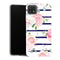 Coque Samsung Galaxy A22 5G Fleurs Motif floral rose à rayures bleues - MaCoquePerso