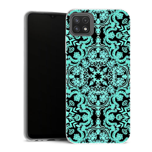 Coque Samsung Galaxy A22 5G Fleurs Rosace Mint - MaCoquePerso