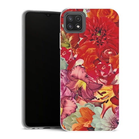 Coque Samsung Galaxy A22 5G Fleurs Rosses - MaCoquePerso