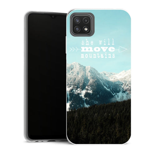 Coque Samsung Galaxy A22 5G Fleurs she will move mountains - MaCoquePerso