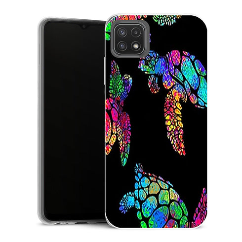 Coque Samsung Galaxy A22 5G Fleurs Tortue de mer avec des fleurs 1944390016 - MaCoquePerso