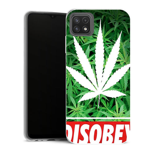 Coque Samsung Galaxy A22 5G Fleurs weed cannabis disobey - MaCoquePerso