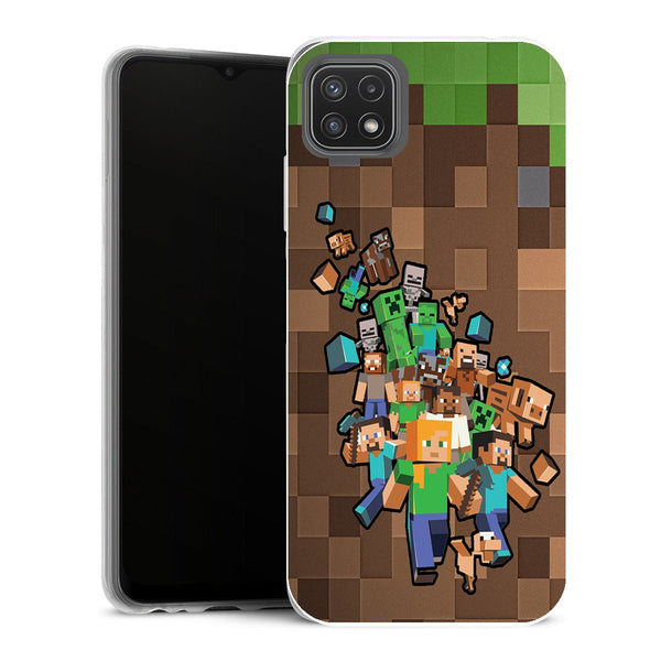 Coque Samsung Galaxy A22 5G Gaming minecraft creeper forest - MaCoquePerso