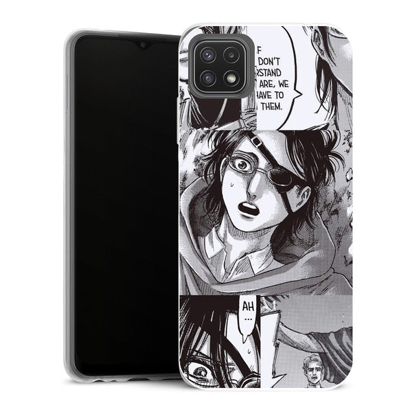 Coque Samsung Galaxy A22 5G Manga Hange Zoe, attaque sur Titan - MaCoquePerso