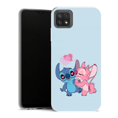 Coque Samsung Galaxy A22 5G Manga stitch angel love heart pink - MaCoquePerso