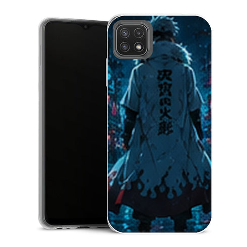 Coque Samsung Galaxy A22 5G Naruto Hokage Kakashi Ville Neon Manteau Bleu Cyberpunk - MaCoquePerso