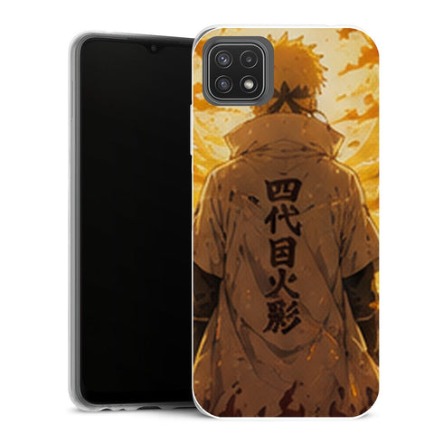 Coque Samsung Galaxy A22 5G Naruto Hokage Minato Flammes Dorees Manteau Quatrieme - MaCoquePerso