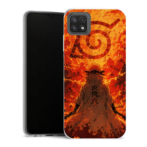 Coque Samsung Galaxy A22 5G Naruto Hokage Minato Flammes Orange Symbole Konoha Naruto - MaCoquePerso