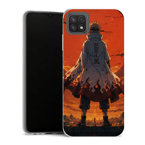 Coque Samsung Galaxy A22 5G Naruto Hokage Minato Silhouette Soleil Rouge Corbeaux - MaCoquePerso