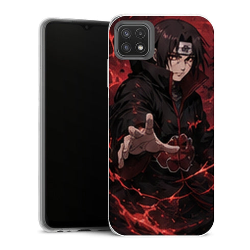 Coque Samsung Galaxy A22 5G Naruto Itachi Akatsuki Chakra Rouge Main Tendue - MaCoquePerso