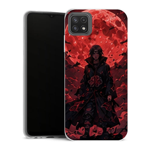 Coque Samsung Galaxy A22 5G Naruto Itachi Akatsuki Trone Lune Rouge Corbeaux - MaCoquePerso